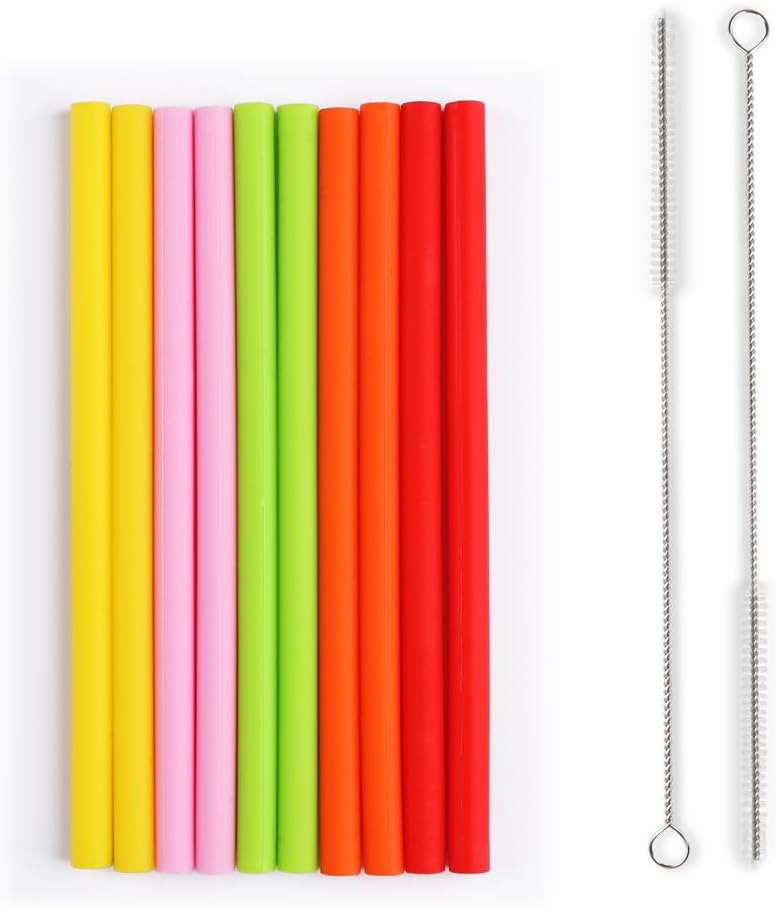 Opret 10 Pcs 6" Silicone Straws for Kids & Toddlers, Thin Short Reusable Straws with Cleaning Brush for The First Years Take n Toss Cup and Tumbler, Pinch Test Passed for Baby Teeth