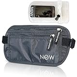 Explore Now Hidden Travel Money Belt + Phone Pouch. RFID Fanny Pack, Passport Holder, Wallet (Shadow