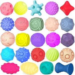 24 Pcs Sensory Balls for Toddlers 1-3, Sensory Baby Toys 6-12 Months, Montessori Toys for Babies 6-12 Months Squeeze Sensory, Infant Toys Soft Multi Ball Set Gifts with Bright Color Textured