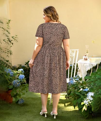 Image of RITERA Plus Size Dresses for Curvy Women Summer Spring Womens Dress V Neck Short Sleeve Casual Dress with Pockets XL-5XL