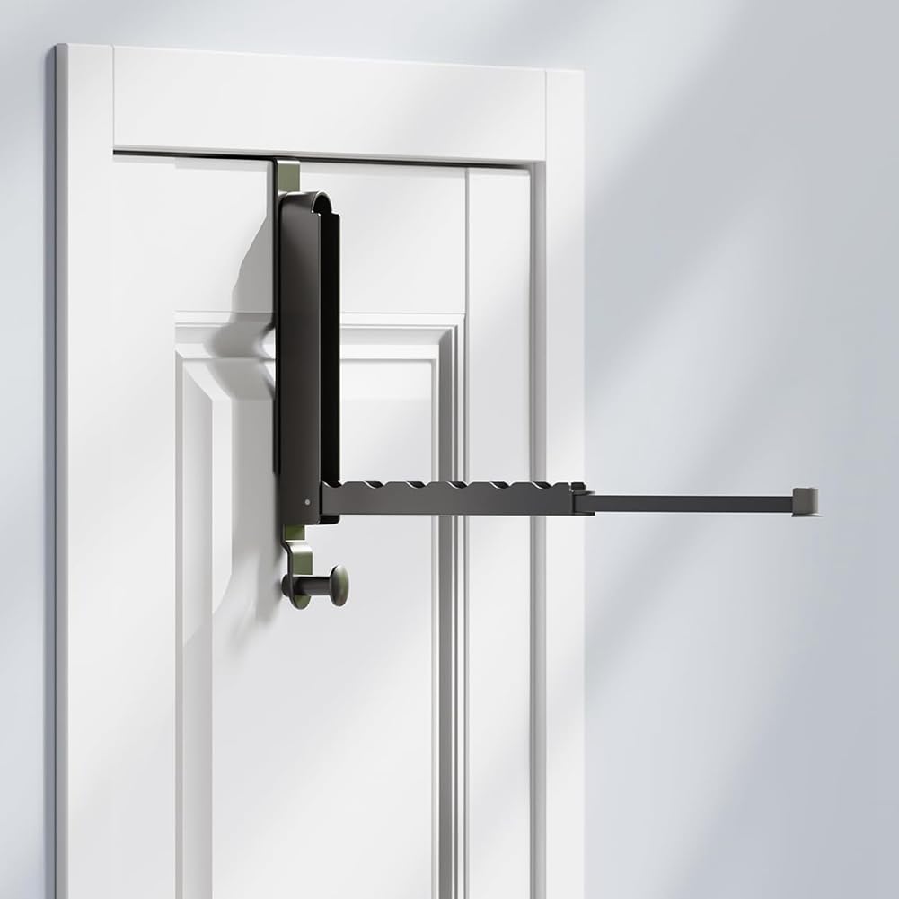 Tendedero plegable de aleación de aluminio para colgar sobre la puerta con barra extensible, plegable y portátil para el baño