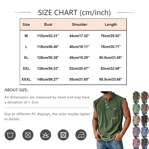 Tank Tops Men Casual Sleeveless V Neck Button Up Beach Shirts Summer Distressed Muscle Relaxed Workout Vintage Tops2