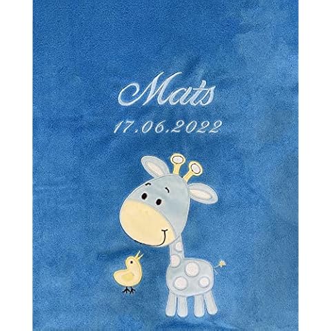 KIDDI-MEDIA Babydecke mit Name und Geburtsdatum Bestickt/kuschelig weich Cover