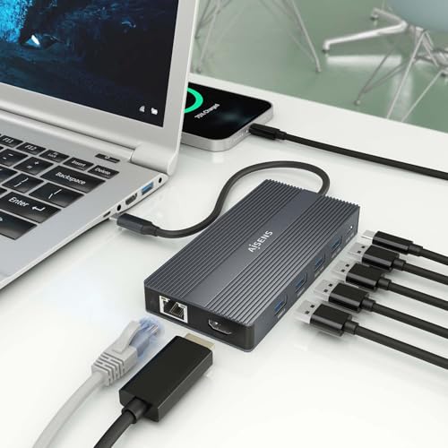 Aisens Dock USB-C 12 In 1, 2 Hdmi, 1 Dp RJ45, 4 Usb - 5