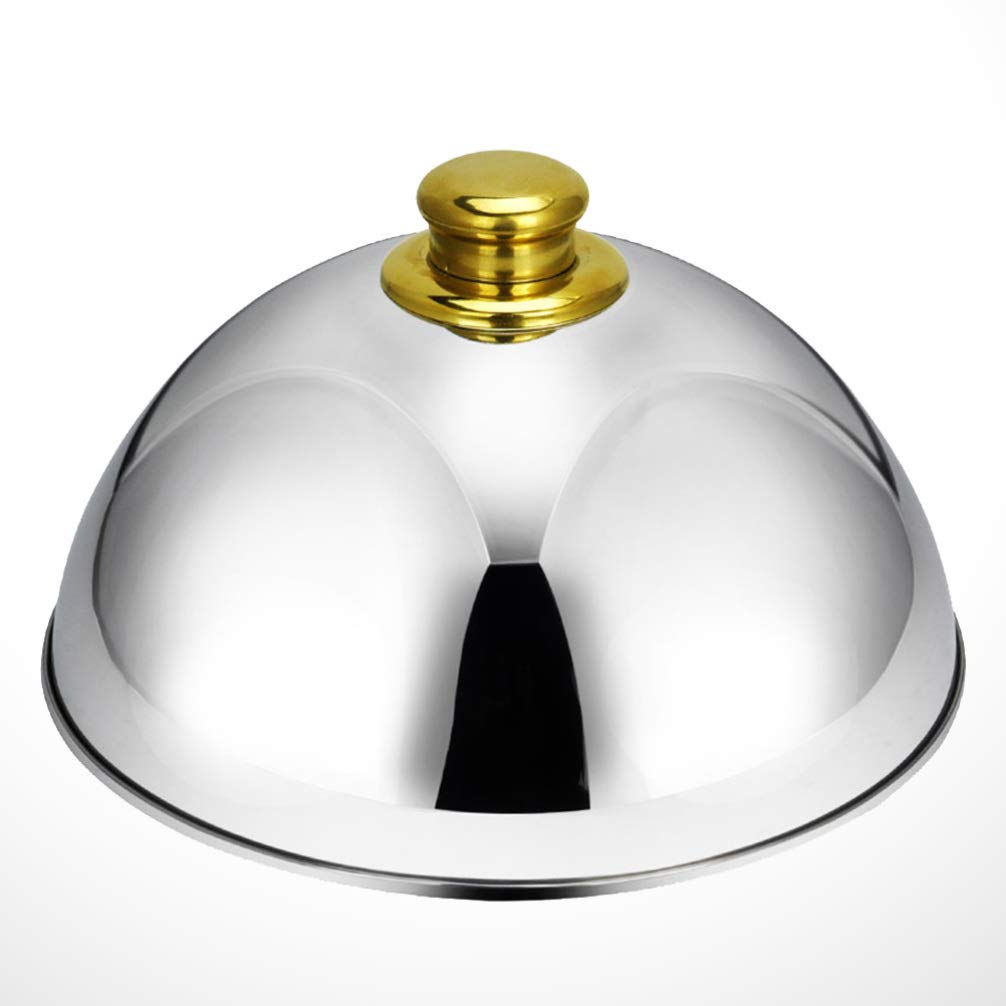DOITOOL Stainless Steel Basting Dome – 20cm Round Golden Cheese Melting Cover For Burgers, Steak, Bacon