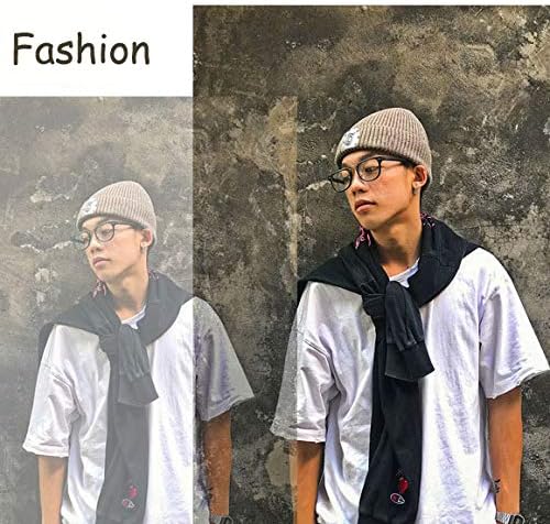 Miniatura 4 de Gorros sin ala ninja para hombres y mujeres gorro de lana de punto con puños gorro enrollado cálido para sombreros de invierno ajustables