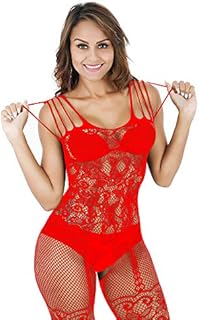 Bommi Fairy Women's Lace Mesh Lingerie Mini Dress Badydoll Fishnet Lingerie Tights Suspenders Striped Hollow-Out Lingerie Sexy Pack Hip Skirt Strapless