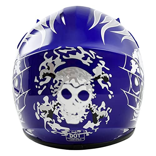 Xfmt Dot Youth Kids Motocross Offroad Street Dirt Bike Helmet Youth Motorcycle Atv Helmet With Goggles Gloves Blue Skull M #TOP3