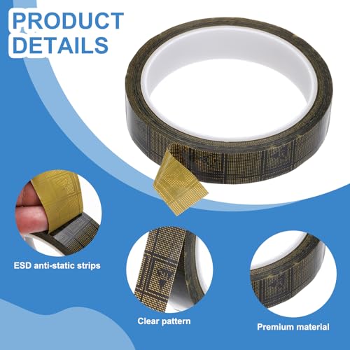 Image of PATIKIL Antistatic Tape, 2.36 Mil Thick, 13 /16 Inch x 39 Yards Conductive Adhesive Grid ESD Tape for Circuit Board Laptop Mobile Phone Communication Electronics Parts Black /Yellow