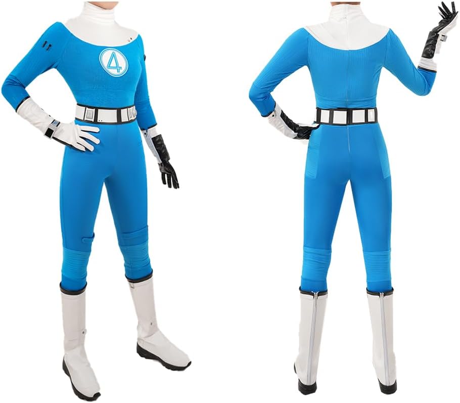 Invisible Woman Cosplay Costume, Susan Storm Hero Luxury Uniform Jumpsuit for Halloween Party