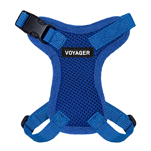 Image of Voyager Escape-Proof Step-in Lock Cat Harness & 5ft Neoprene-Handle Leash Set All-Weather Mesh with Reflective Stitching for Small to Large Cats by Best Pet Supplies, Royal Blue, XXXS