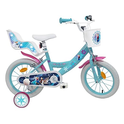 Reine Des Nieves - Bicicleta Infantil de Frozen, 14 Pulgadas + Casco Incluido.