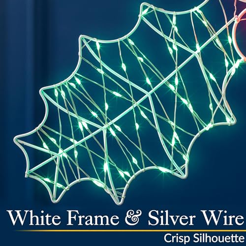 Christow Holly Berry Christmas Light, 45cm Wall Window Decoration, Micro LED Silhouette, Indoor Outdoor, Mains Operated - Image 4
