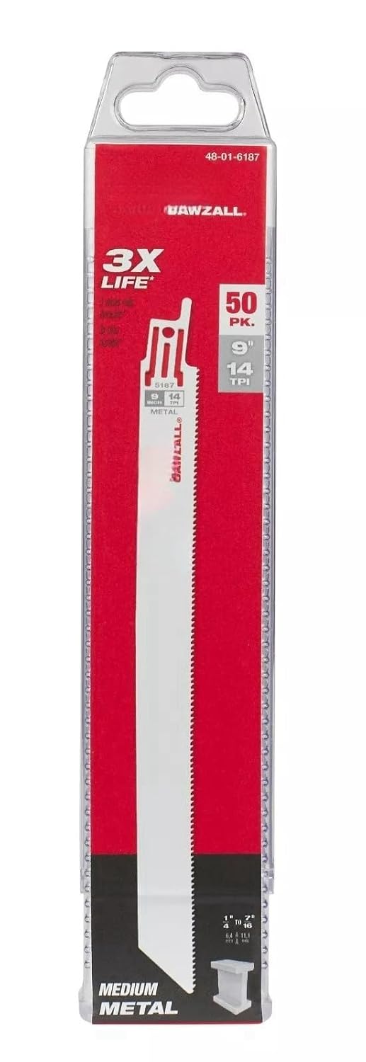 50 Pk Reciprocating Saw Blade 48-01-6187 for Milwaukee 9" 14 TPI SAWZALL Blades
