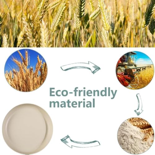 Image of Wheat Straw & Bamboo Fiber Plates Set, Lightweight Unbreakable Dinner Plates, Microwave and Dishwasher Safe, Plates Easy to Clean & Reusable (9 Inches, Cream, Set of 4)