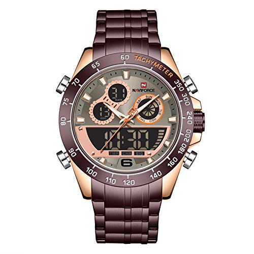 Adaskala Quartz Digital Eletrônico Masculino Relógio Dual Time Modo Data Semana Despertador Retroilu