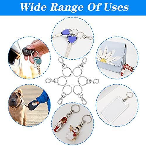 Heyu-Lotus 60Pcs Key Ring Clips Hoop, Keychain Hooks with Key Ring Unisex Keyring Keychains for Key Jewelry DIY Crafts(30Pcs Lanyard Snap Hooks+30Pcs Key Rings)