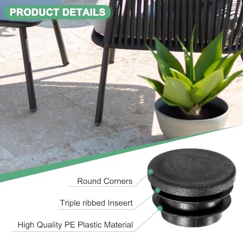 Image of M METERXITY 30 Pack Round Plastic Plug, OD 1.1 inch Furniture Tube Inserts Pipe Hole End Caps for Tubing Post /Glide Insert for Pipe Post /Table Chair Leg /Metal Tubing /Fence [Black]