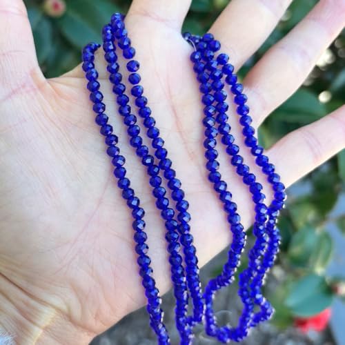 Image of 500pcs Czech Faceted Rondelle Crystal Glass Loose Beads 4mm Small Tiny Spacer Bulk Cobalt Blue for DIY Craft Jewelry Making CCR425