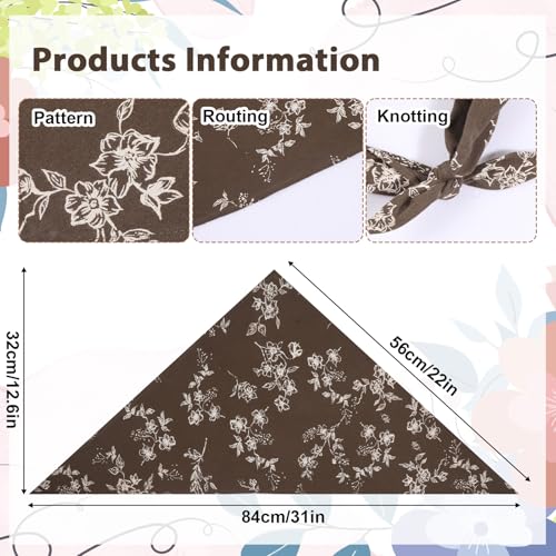 Josojoou 2 Pack Cotton Floral Hair Scarf, Floral Bandana Headband for Women Men, Retro Bandana Print Hair Scarf, Multi-purpose Triangle Head Kerchief