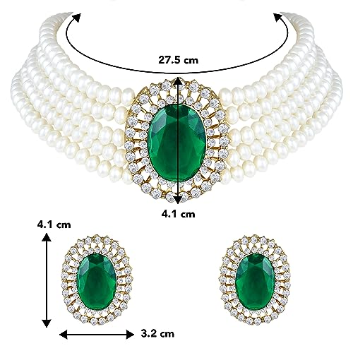 Image of Peora Traditional Maharani Haar Necklace with Earrings Bridal Jewellery Set Gift for Women