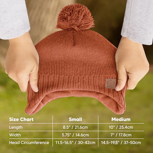 Image of KeaBabies Baby Beanies, Winter Baby Hats for Boys, Girls (Clay, 6-36M) | Toddler Winter Hat, Stay Cozy & Warm with Earflap Muff & Pom, Soft & Stretchy Beanies for Infant, Newborn, Cute Colors