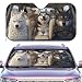 Foldable Car Windshield Sun Shade, Cute Husky Wolf Pack in Car Design Auto Sun Visor Front Window Cover Block UV Rays Heat Reflector for Cars SUV Truck Universal Fit