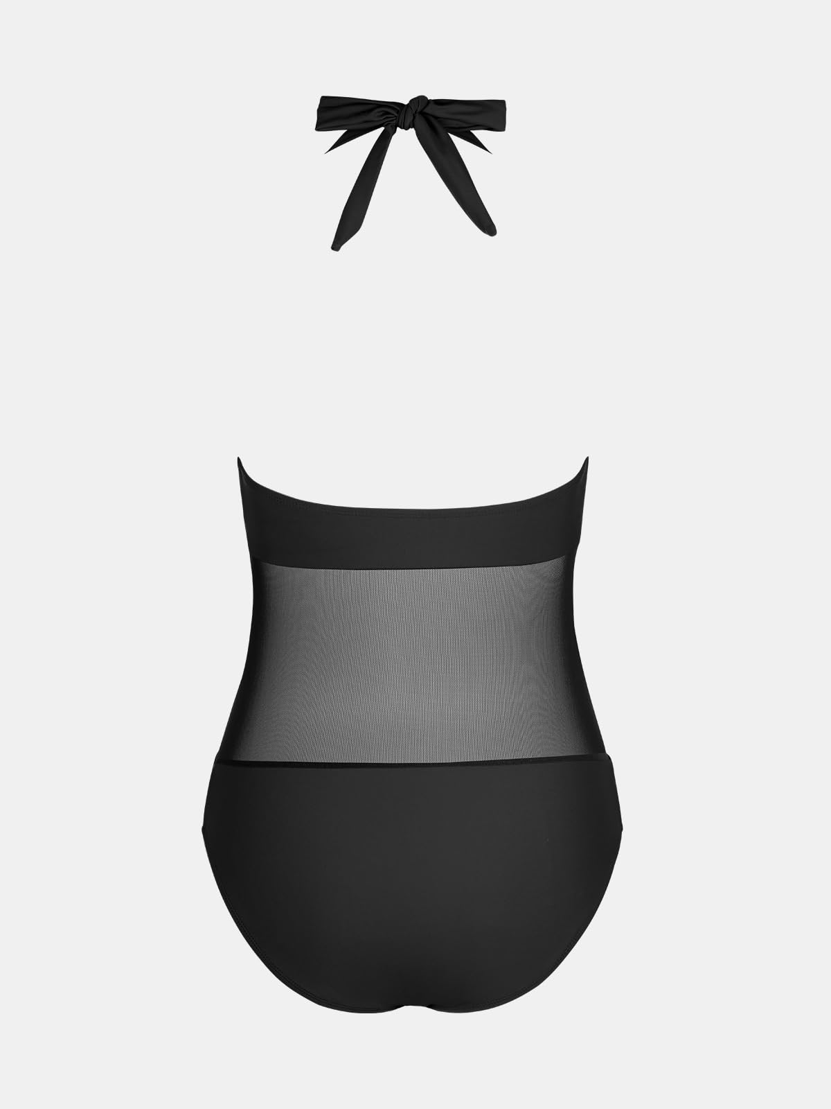 CUPSHE Damen Badeanzug Tiefer V Ausschnitt Neckholder Netzstoff Monokini Metalldetail Tiefer Rückenausschnitt Einteilige Bademode Swimsuit