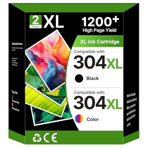 304XL Ink Cartridges Black and Colour Combo Pack Replacement for HP 304 Ink Cartridges Printer Ink 304XL for HP Envy 5010 5020 5032 5030 5000 DeskJet 3760 3762 2600 2620 2630 2633 3720 3750