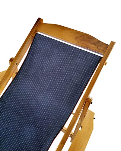 Image of 100% Teak Foldable Portable Five-Levels Adjustable Glossy Finish Polished Recliner Relaxing Easy Chair (Cotton Canvas) (Smooth - Foot And Knee Rest) | Relaxing Chair |