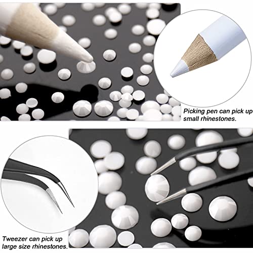 Aurehen 10000Pcs 2-6Mm White Resin Flat Back Rhinestones, Round Non Hotfix Resin Rhinestones Nail Gems Stones With Tweezer & Picker Pen For Tumblers Nail Art & Diy Decoration #TOP2
