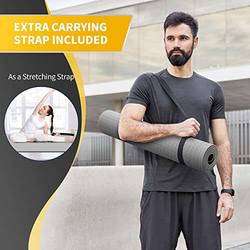 CAMBIVO Extra Wide Yoga Mat for Women and Men (72"x 32"x 1/4"), SGS Certified, Non-slip Large TPE Exercise Fitness Mat for Yoga, Pilates, Workout (6mm, A-Gray) by CAMBIVO - Image 7