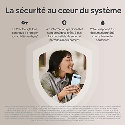 Google Pixel 7a et chargeur – Smartphone Android 5G débloqué avec objectif grand angle et 24 heures d'autonomie – Océan 4 Google Pixel 7a et chargeur – Smartphone Android 5G débloqué avec objectif grand angle et 24 heures d'autonomie – Océan – Image 4