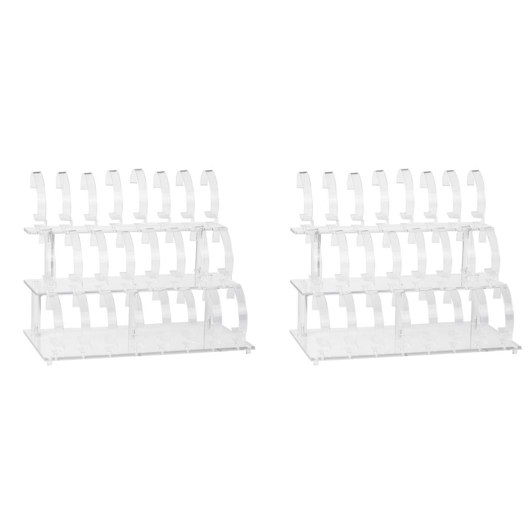 Vjsujehgy 2X Clear 24 Bits Acrylic Watch Display Holder Stand Rack Showcase Tool Transparent Wristwatch Stand Case Bracelet Hold