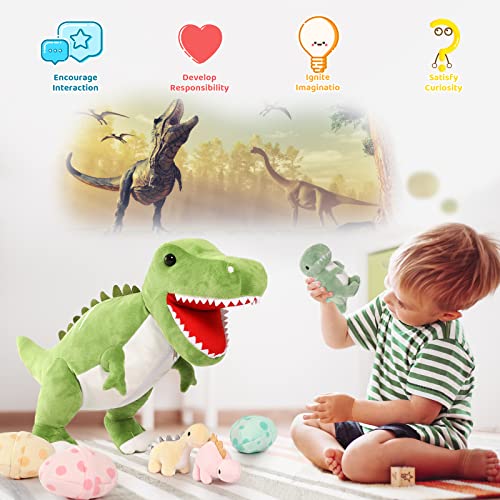 Morismos Giant Dinosaur Stuffed Animal,23.6'' Big Mommy Stuffed Dinosaur With 3 Baby Dinosaur Plush Toys & 3 Eggs Plush Inside Its Zipper Tummy,Large Boy Girl Dinosaur Toys For Kids Birthday Christmas #TOP2