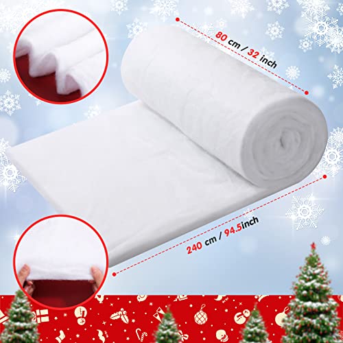 12 Pieces Christmas Snow Blankets Christmas Fake Snow Decor Led Fairy Lights Set Thickened White Cotton Blanket Fluffy Artificial Snow Carpet Artificial Snow For Xmas Winter Decor Village Photo Prop #TOP3