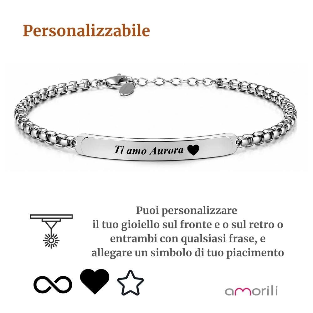 Bracciale Uomo Personalizzato in Acciaio Inox con Incisione | Braccialetto Elegante Regolabile | Gioiello Maschile Personalizzabile | Idea Regalo per Lui bcc3033