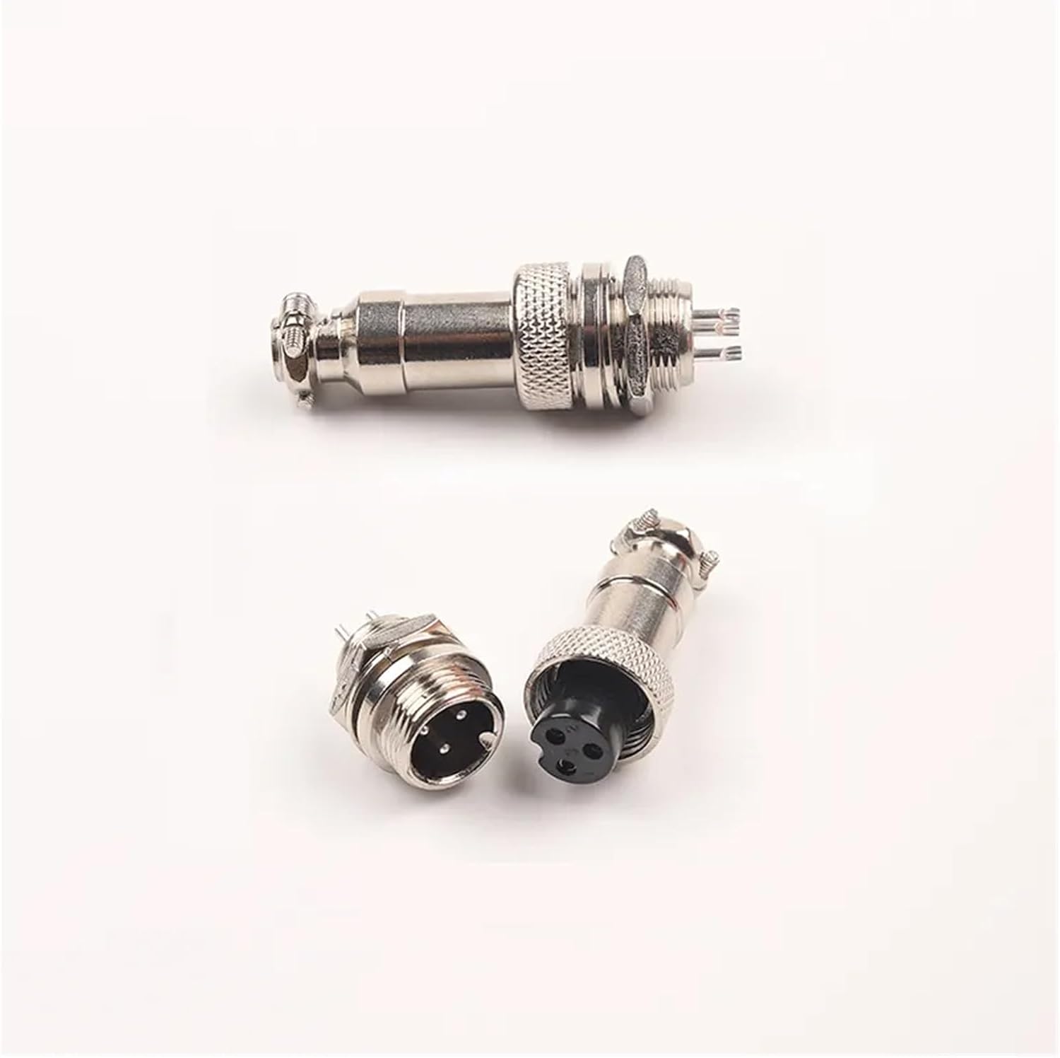 1 Set GX12 nut Type Male and Female Wire Panel Connector 2/3/4/5/6/7 pin 12mm Round Power Aviation Socket and(GX12-3 Nut Type)
