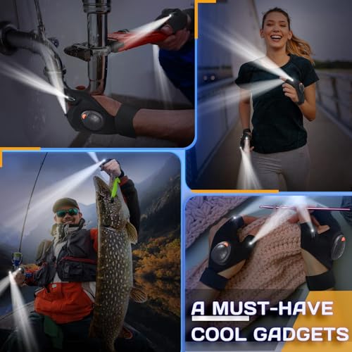 Image of PARIGO Rechargeable LED Flashlight Gloves - Super Bright, Waterproof, Hands-Free, 10H Battery Life, Ideal for Fishing, Camping, DIY, Gift for Men, Women, Adults