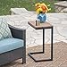 Amaya Outdoor Antique Firwood C-Shaped Accent Table