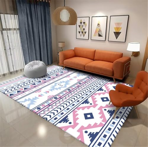 Tapis lavable doux et moderne bleu rose 50x80 - 2