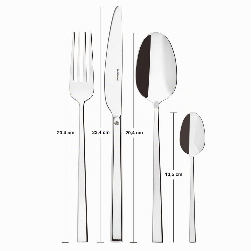 Sambonet Rock 52562-81 Ensemble de Couverts de Table Monobloc en Acier Inoxydable 18/10 pour 6 Personnes 24 pièces 6 fourchettes, 6 Couteaux, 6 cuillères, 6 cuillères à café