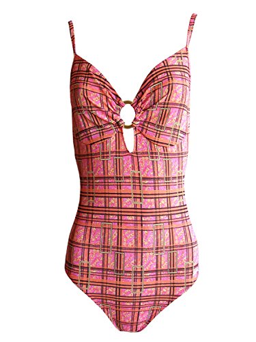 Maillot de bain Solaire bronzant arceau rouge motif géométrique taille 42