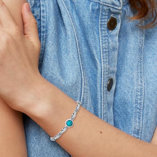 Genuine Vintage Flower Turquoise Bracelet, Sterling Silver Boho Adjustable Dainty Bangle Cuff Native American Jewelry, Fit for 6 6.5 7 7.54
