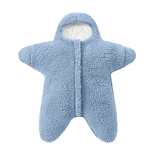 Image of Newborn Infant Boys Girls Solid Star Shape Clothes Winter Thick Fleece Warm Hooded Romper Bodysuit Jumpsuit