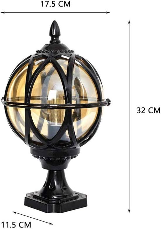 Wall Lamps,Retro Die-Aluminum Outdoor Waterproof Garden Lamp, Ball Head Lamp Decoration Courtyard Garden Villa Outdoor Rust-Proof Column Lamp