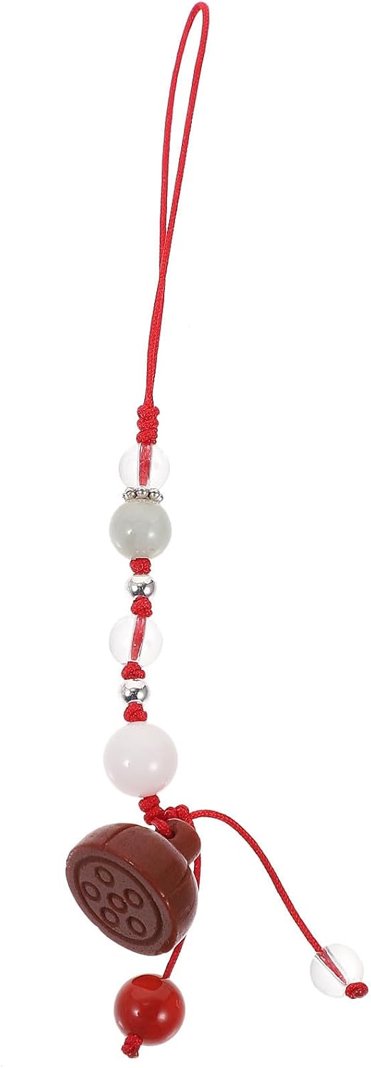 Hemobllo Phone Charm - Jade Lotus Phone Charm Strap Agate Mobile Pendant Decorative Cell Accessories for Keychain Car Key Bag
