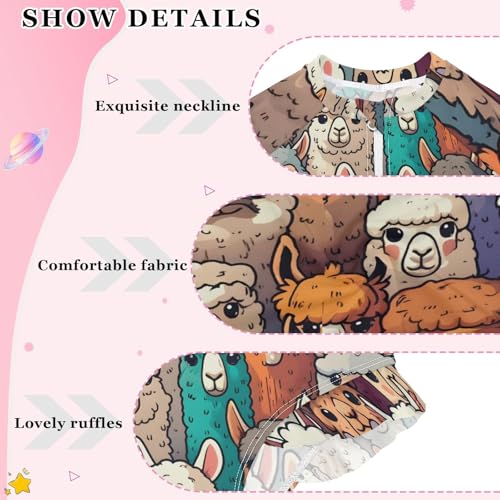 Girls One Piece Swimsuits Long Sleeve Swimsuit Zipper Bathing Suits Alpaca Sheep Cute Animal3
