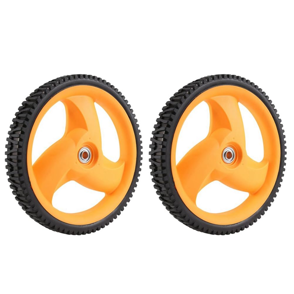 Ruedas traseras de 293 mm para cortacésped Husqvarna, Beelooom, Negro y amarillo, Caucho, 2 unidades
