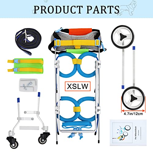 HobeyHove Carrinho ajustável com 4 rodas para cães/cadeira de rodas, rodas para exercícios de animai